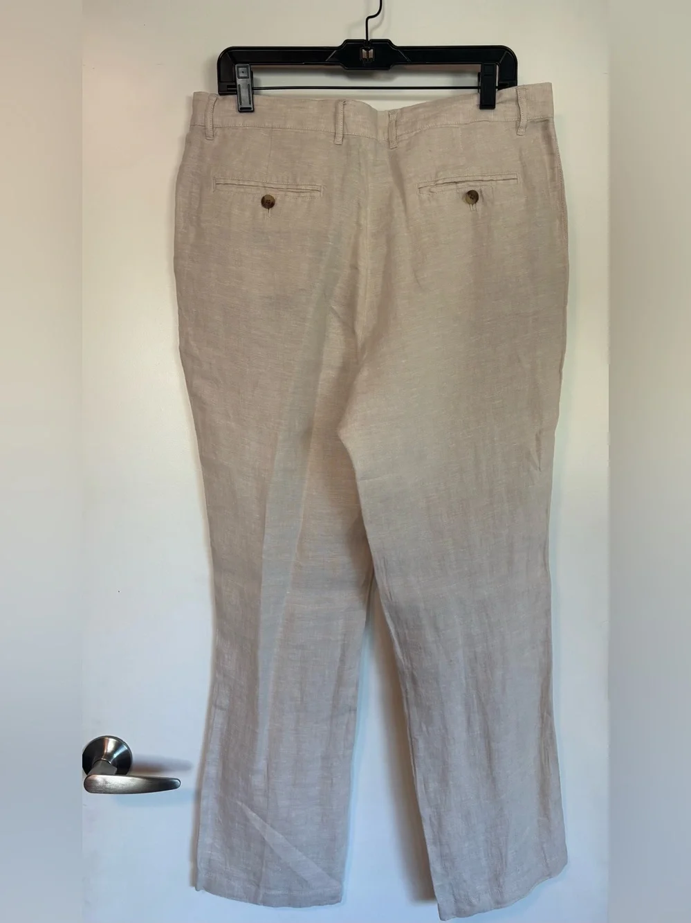 Club Room Men's Cream Straight-Leg Linen Pants size 32x30 in Natural Khaki